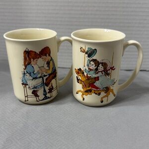 Vintage Otagiri Gibson Greeting Playful Mugs Friends Sharing Soda Merry Go Round